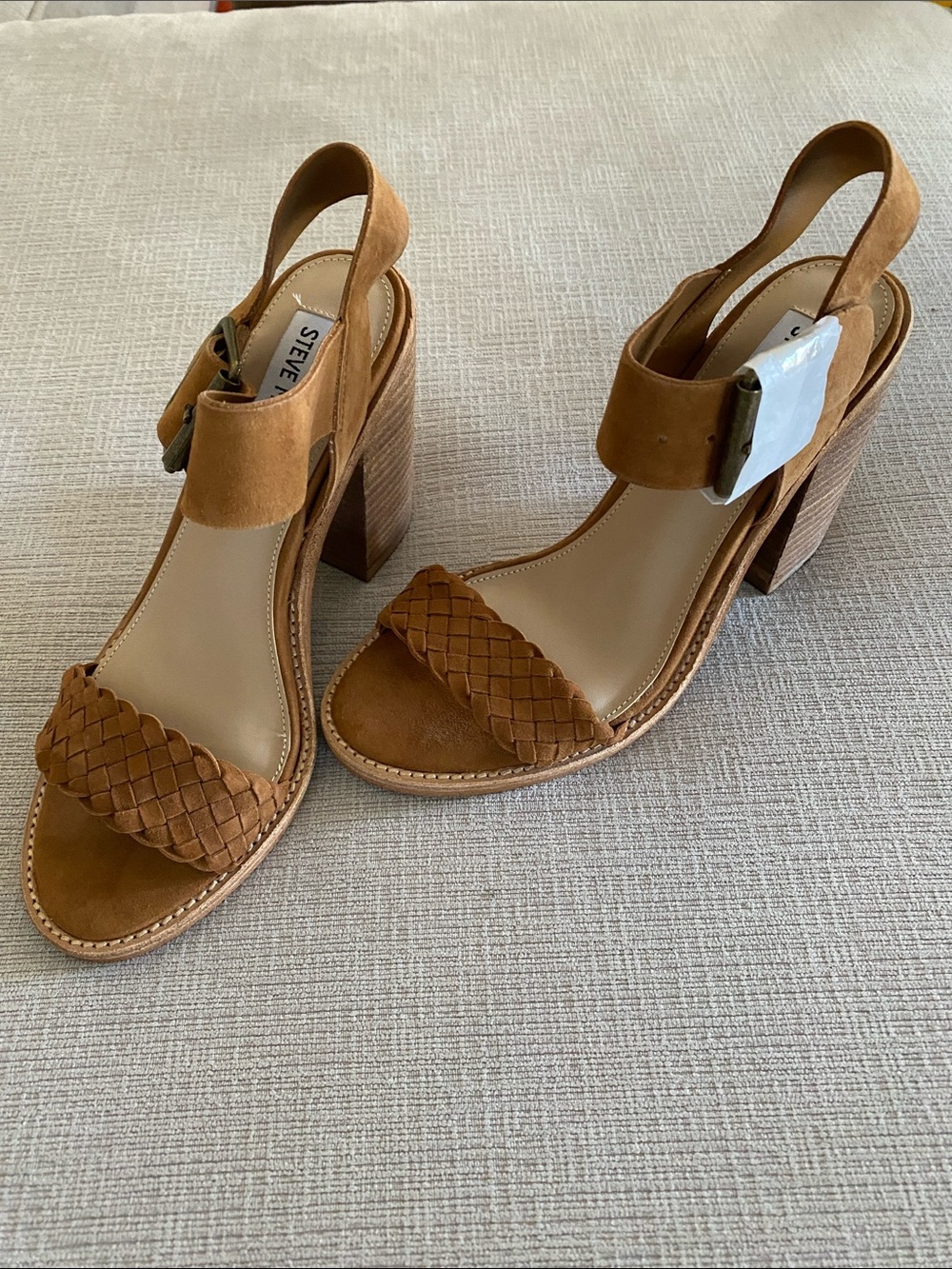 Steve Madden Cadence Chestnut Suede Block Heel Sandals
